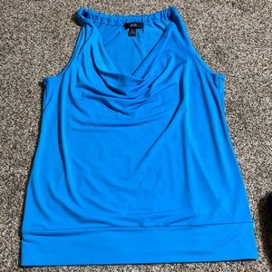 Turquoise dress tank with Cowell neck.